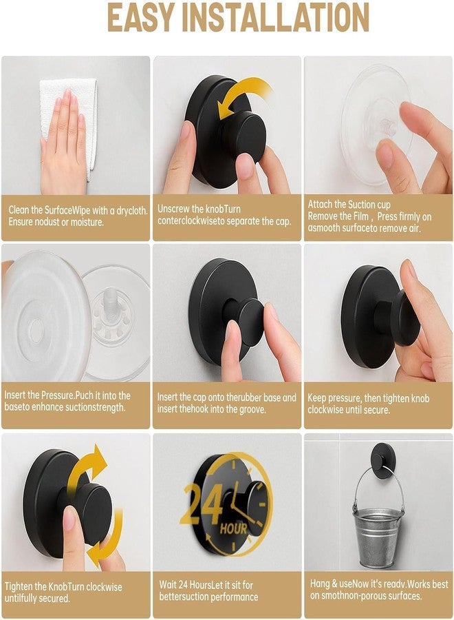 Guojanfon 4Pcs New Model No-Drill Suction Cup Hooks, Wreath Hangers for Front Door, Wreath Hangers for Front Doors, Removable Hooks, Towel Hooks (Black) - Image 5